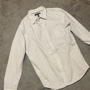 Banana Republic White and Black Patterned Shirt